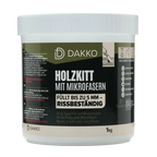 DAKKO Holzkitt 1 kg Holzspachtelmasse mit Bambusfasern - Füllmasse zur Reparatur von Schäden für Möbel Türen und Risse Innen und Außen schnelltrocknend rissbeständig