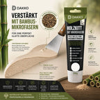 DAKKO Holzkitt Tube 250 g Holzspachtelmasse mit Bambusfasern - Füllmasse zur Reparatur von Schäden für Möbel Türen und Risse Innen und Außen schnelltrocknend rissbeständig