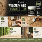 DAKKO Holzkitt Tube 250 g Holzspachtelmasse mit Bambusfasern - Füllmasse zur Reparatur von Schäden für Möbel Türen und Risse Innen und Außen schnelltrocknend rissbeständig