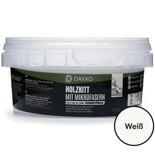 DAKKO Holzkitt 250 g Holzspachtelmasse mit Bambusfasern - Füllmasse zur Reparatur von Schäden für Möbel Türen und Risse Innen und Außen schnelltrocknend rissbeständig