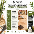 DAKKO Holzkitt 250 g Holzspachtelmasse mit Bambusfasern - Füllmasse zur Reparatur von Schäden für Möbel Türen und Risse Innen und Außen schnelltrocknend rissbeständig