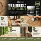 DAKKO Holzkitt 250 g Holzspachtelmasse mit Bambusfasern - Füllmasse zur Reparatur von Schäden für Möbel Türen und Risse Innen und Außen schnelltrocknend rissbeständig