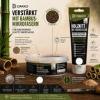 DAKKO Holzkitt 1 kg Holzspachtelmasse mit Bambusfasern - Füllmasse zur Reparatur von Schäden für Möbel Türen und Risse Innen und Außen schnelltrocknend rissbeständig